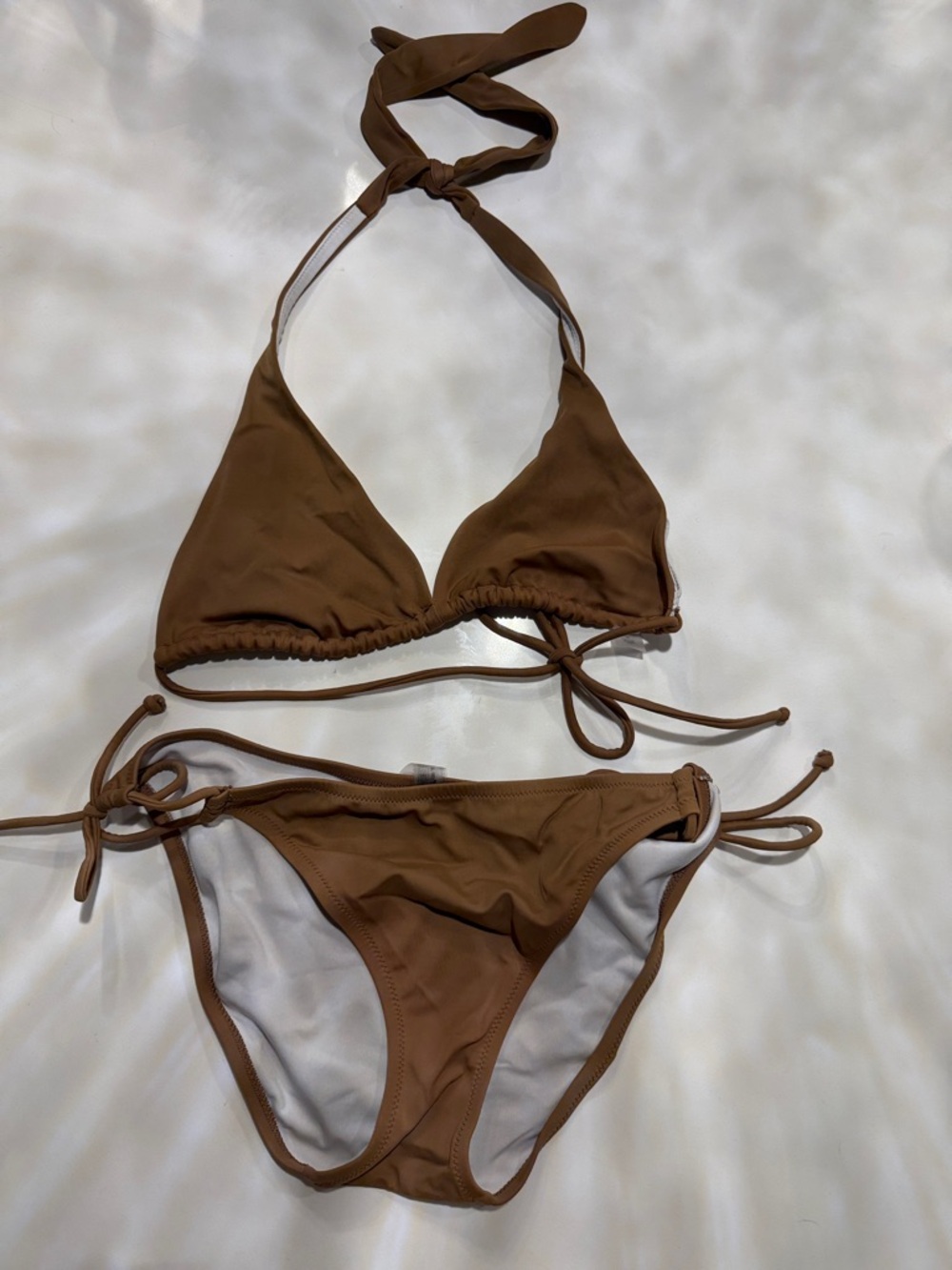 Victoria Secrets Women's Brown Tie-Back Triangle Bikini Set